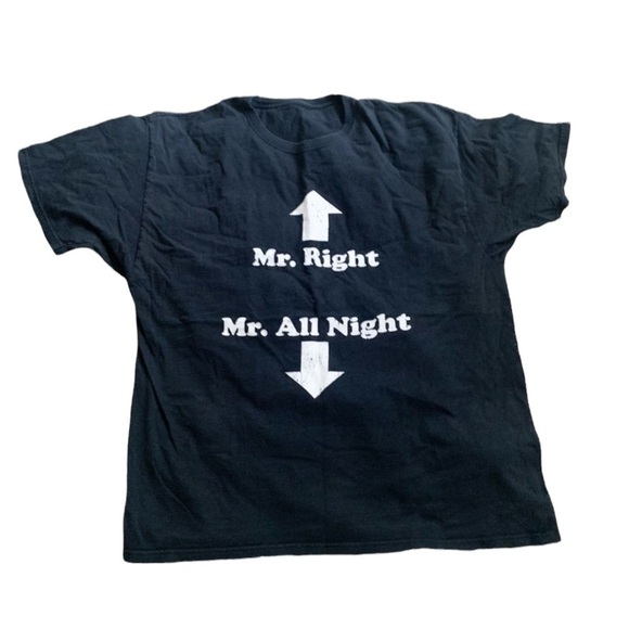 Funny Tee Plus Size Mr. Right & Mr. All Night 3X black White - Picture 1 of 8